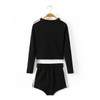 Women Contrast Binding Fitted Top & Shorts Set