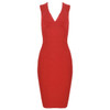 BEAUKEY Summer Women Bandage Dress Vestidos 2020 Red Orange Tank Sexy Deep V-Neck Sleeveless Bodycon Celebrity Runway Party Dres
