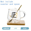 Coffee Glass Mug Black White Letter Milk Tea Coffee Cup Cocktail Glass Crystal Transparent Mugs Handle Drinkware Couple Gifts