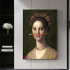 Classical European Oil Woman Canvas Fun Lips Pen Paintings Wall Abstract Landscape Wall Art Prints Posters Pictures Home Decor