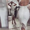 Sexy Backless High Neck Pearls Beaded Prom Dresses Knee Length Sheath Cocktail Party Gowns With Tassel Sequins Beaded Robe