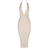 High Quality Pink V-neck Backless Bodycon Rayon Bandage Dress Sexy Club Party Dress Vestidos