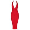High Quality Pink V-neck Backless Bodycon Rayon Bandage Dress Sexy Club Party Dress Vestidos