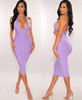 High Quality Pink V-neck Backless Bodycon Rayon Bandage Dress Sexy Club Party Dress Vestidos