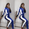 2018 Autumn New Women Casual Tracksuit Short Long Sleeve Sweatsuit Crop Tops And Pants Two Piece Sets Female Stripe Outfit