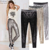 Colysmo Sequin Trousers Women Sparkle Metallic Pants Women Sequin Pants Skinny Woman Trousers Stretch Pencil Pants High Waist