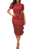 Oxiuly Polka Dot Dress Women Summer Casual Bodycon Sexy Ruffle Elegant Midi Club Party Dresses Plus Size 4XL Vestidos De Festa