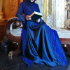 2019 New Muslim Dress Women Islamic Clothing Moroccan Kaftan Chiffon Lace Blue Abayas Robe Dubai Abaya Turkish Clothes