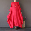 White Kaftan Long Dress Woman Big Size Cotton Linen Maxi Dresses 2019 Summer Batwing Sleeve Tunic Loose Plus Size Dress Vestidos