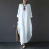 White Kaftan Long Dress Woman Big Size Cotton Linen Maxi Dresses 2019 Summer Batwing Sleeve Tunic Loose Plus Size Dress Vestidos
