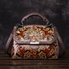 Women Genuine Leather Bags Cross Body Handbag Embossed Vintage First Layer Cowhide Top Handle Bag Messenger Shoulder Tote Purse