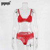 Gagaopt Women Lingerie Sets Sexy Solid Transparent Floral Lace Bra Fashion See Through Patchwork Briefs