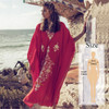 2020 New Plus Size Women Summer Beach Wear Kaftan Maxi Dress Cotton Tunic Bohemian Printed Batwing Sleeve Long Dress Sarong N773