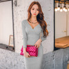 Fit 45-70KG Autumn Winter Women Knitted Cotton Skinny Sweater Dress V-neck Slim Bodycon Dress Elegant Pink Sexy Party Vestidos Fit 45-70KG Autumn Winter Women Knitted Cotton Skinny Sweater Dress V-neck Slim Bodycon Dress Elegant Pink Sexy Party Vestidos