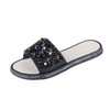 Rimocy crystal shining crystal open toe slippers mujer 2019 summer shoes beach flip flops ladies flat heel rhinestones slides