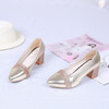 Gold Silver Women Dress Shoes High Heel Shiny Pointed Toe Square Heels Wedding Shoes Bride Sexy Woman High Heels Pumps Plus Size