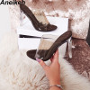 Aneikeh 2019 New PVC Jelly Sandals Crystal Open Toed Sexy Thin Heels Crystal Women Transparent Heel Sandals Slippers Pumps