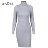 WAQIA Women Autumn Winter Sweater Knitted Dresses Slim Elastic Turtleneck Long Sleeve Sexy Lady Bodycon Robe Dresses Vestidos WAQIA Women Autumn Winter Sweater Knitted Dresses Slim Elastic Turtleneck Long Sleeve Sexy Lady Bodycon Robe Dresses Vestidos