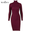 WAQIA Women Autumn Winter Sweater Knitted Dresses Slim Elastic Turtleneck Long Sleeve Sexy Lady Bodycon Robe Dresses Vestidos WAQIA Women Autumn Winter Sweater Knitted Dresses Slim Elastic Turtleneck Long Sleeve Sexy Lady Bodycon Robe Dresses Vestidos
