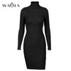 WAQIA Women Autumn Winter Sweater Knitted Dresses Slim Elastic Turtleneck Long Sleeve Sexy Lady Bodycon Robe Dresses Vestidos WAQIA Women Autumn Winter Sweater Knitted Dresses Slim Elastic Turtleneck Long Sleeve Sexy Lady Bodycon Robe Dresses Vestidos