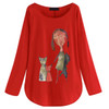 Cartoon Cat T-shirt Plus Size Women