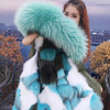 2018 new fashion women luxurious Large raccoon fur collar hooded coat warm Fox fur liner parkas long winter jacket top quality