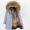 2018 new fashion women luxurious Large raccoon fur collar hooded coat warm Fox fur liner parkas long winter jacket top quality