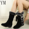 2018 New Hot Women Boots Autumn Flock Winter Ladies Fashion Snow Boots Shoes Thigh High Suede Mid-Calf  Boots