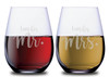 Her Mr. & His Mrs. Elegant Stemless Couples WineGlass Set of 2 [Because love has never been so perfect!]