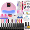 LNWPYH Nail Set UV LED Lamp Dryer With 18/12 pcs Nail Gel Polish Kit Soak Off Manicure Tools Set electric Nail drill Nail Tools