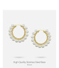 Pearl Big Circle Hoops Earrings