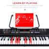 Electronic Keyboard - Key Electronic Keyboard w/ Light-Up Keys, 3 Teaching Modes, H-Stand, Stool, Headphones - Black