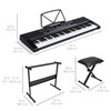 Electronic Keyboard - Key Electronic Keyboard w/ Light-Up Keys, 3 Teaching Modes, H-Stand, Stool, Headphones - Black