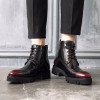 England Pointed Toe Brogue Leather Platform  Men's Ankle Boots
