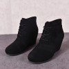 Women High Heels Lace-Up Wedges Vintage Ankle Boots