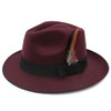 Vintage Neutral Wool Derby Cap Feather Hat