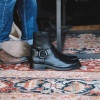 Ladies Retro Square Toe Buckle Zipper Ankle Boots