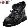 FEDONAS Winter Warm Wool Female Big Size Snow Boots Casual Office Flats Platform Boots Genuine Leather Women Sweet Ankle Boots