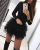 Buttoned Long Sleeve Solid Spliced Mini Dress Women Sexy Party Dress