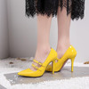 SGESVIER Fashion Pointed Toe Solid High Heel Shoes Nightclub Women's Pumps Thin Heel Buckle Wedding Party Shoes Size 30-47 OX293