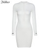 Nibber Basic activity zipper mini dress street casual sport style elastic dress simple high quality full sleeve femme slim wear