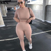 Kliou fashion tracksuit women turtleneck full sleeveless crop top+leggings matching set stretchy sporty fitness casual outfits