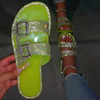 MCCKEL Women Glitter Slippers Double Buckle Soft Bling Shoes Beach Slipper Outdoor Summer Causal New Comfortable 2020 Slides