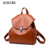 ACELURE Solid Color Soft PU Leather Backpack Large Casual Teenager Backpacks  Women Men Students School Bags Drop Shipping