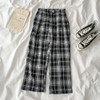 HOUZHOU Korean Style Wide Leg Pants Women Korean Wide Pants Summer Plaid Pants 2020 Fashion Women Checkered Palazzo Pants HOUZHOU Korean Style Wide Leg Pants Women Korean Wide Pants Summer Plaid Pants 2020 Fashion Women Checkered Palazzo Pants