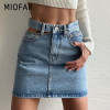 MIOFAR Sexy Skinny Women's Mini Skirt Summer Hollow Out Fashion Bodycon Skirt with Button Streetwear Pockets Denim Skirt 2020