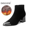 BESCONE Boots Women Winter Elegant Cow Suede Handmade Ladies Boots Pointed Toe Ankle Boots Zipper High Heel Women’s Boots BO652 BESCONE Boots Women Winter Elegant Cow Suede Handmade Ladies Boots Pointed Toe Ankle Boots Zipper High Heel Women’s Boots BO652