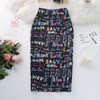 Women Vintage Skirts Flower Printing High Waist Bodycon Slim Midi Split Sexy Pencil Female Falda 24 Patterns SP524