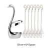 7 Pcs Swan Fruit Base Holder Forks Set Stainless Steel Salad Dessert Forks Coffee Spoon Cake Tableware Zero Waste Flatware