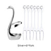 7 Pcs Swan Fruit Base Holder Forks Set Stainless Steel Salad Dessert Forks Coffee Spoon Cake Tableware Zero Waste Flatware